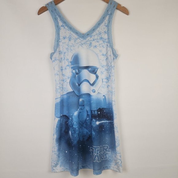 Disney Star Wars Storm Trooper Tie Dye Nightie Nightgown PJs Size Small 4-6 Blue - Picture 7 of 11